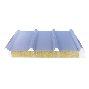 Panneau isolant rainuré en acier galvanisé de 50 mm, insonorisant, en laine de roche et PU, résistant au feu, écologique, certifié CE pour atelier - Product Image 1