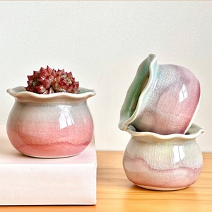 Thiết Kế 100 Bán Buôn Gốm Ngón Tay Cái Mọng Nước Chậu Hoa Bắc Âu Tráng Men Ice Nứt Trồng Sáng Tạo - Product Image 2