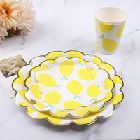 Ensemble de vaisselle jetable biodégradable personnalisé Ebelee Party sur le thème du citron pour la Saint-Valentin et le Nouvel An, assiette en papier pour gâteau