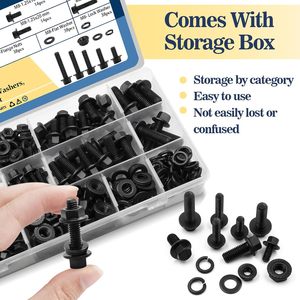 M6 M8 <b>Flange</b> Hex <b>Bolt</b> Nut Washer Assortment Kit 320 Pcs Carbon Steel Grade A Level 8.8 For Repair Construction - Product Image 5
