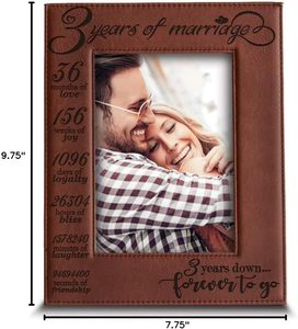 Cadre photo personnalisé moderne en similicuir gravable au laser avec impression numérique UV/gravure, 42 couleurs au choix, 24x22cm, couleurs assorties - Product Image 4