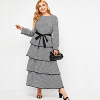 Guccy — robe musulmane dubaï à manches longues, certificat BSCI, décontracté, couleur unie, col rond, forme ample, islamique, avec ceinture