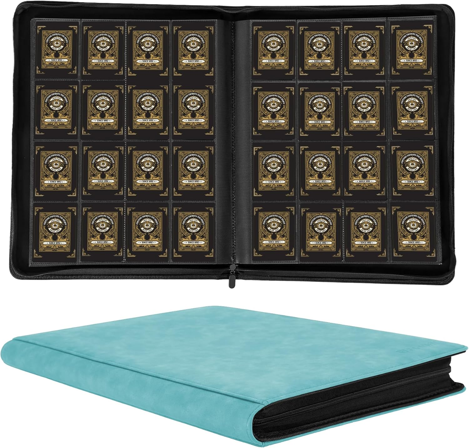 leather trading card binder JiaoJiRen 9 Pockets Binder-Holds 360 Cards Pockets Album 3D Dragon Double Sided Pocket Collection Zipper for MTG TCG Game go collecting 2 12-set Unique Pu Leather Trading