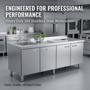 Commercial Equipment Stainless Steel <b>Worktable</b> With Sink Storage Cabinet Kitchen Prep Work Station for Restaurant Hotel Catering - Product Image 5