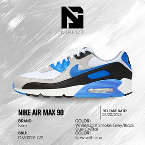 Air Max 90 Nike 'White Blue Crystal' Synthetic Lace-Up Running Shoes Daily Wear Stylish Men's Walking Sneakers - Product Image 6