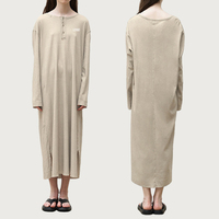 L800857 Custom Logo Damen Pullover Maxi kleid Langarm knopf O-Ausschnitt Übergroßes lässiges, locker gestricktes Pullover kleid