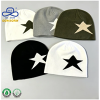 Gorro Premium con Gráfico de Estrella, Diseño Asimétrico en Contraste, Tejido Fino, Felpa, Cómodo, Estilo Urbano Minimalista, Personalizable con Logotipo, Directo de Fábrica, ODM, OEM