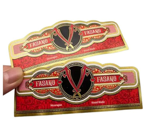 Personalized Design Custom Printed <b>Logo</b> Gold Foil Embossed Adhesive <b>Stickers</b> Cigar Bands Packaging Cigar Rings - Product Image 5