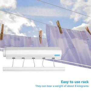 3.75 mètres ABS corde à <span class=keywords><strong>linge</strong></span> 5 lignes corde Auto enrouler lavage intérieur rétractable corde à <span class=keywords><strong>linge</strong></span> intérieur extérieur vêtements - Product Image 4