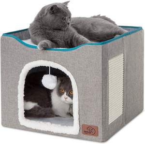 Lit pour chat carré moderne pliable à double couche durable avec housse amovible - Product Image 4