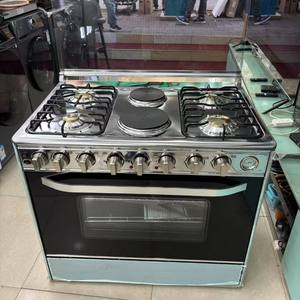 Cuisinière hybride <span class=keywords><strong>de</strong></span> luxe autoportante <span class=keywords><strong>de</strong></span> 90 cm, 4 brûleurs <span class=keywords><strong>à</strong></span> <span class=keywords><strong>gaz</strong></span>, <span class=keywords><strong>2</strong></span> brûleurs électriques avec un grand four <span class=keywords><strong>à</strong></span> <span class=keywords><strong>gaz</strong></span> <span class=keywords><strong>de</strong></span> 140 L, acier inoxydable, allumage par impulsions - Product Image 1