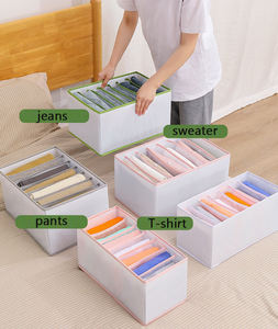 Armario plegable de malla lavable, armario de almacenamiento de ropa, 7 rejillas, cajón divisor, organizador, tablero de soporte para <span class=keywords><strong>pantalones</strong></span> vaqueros, camiseta - Product Image 2