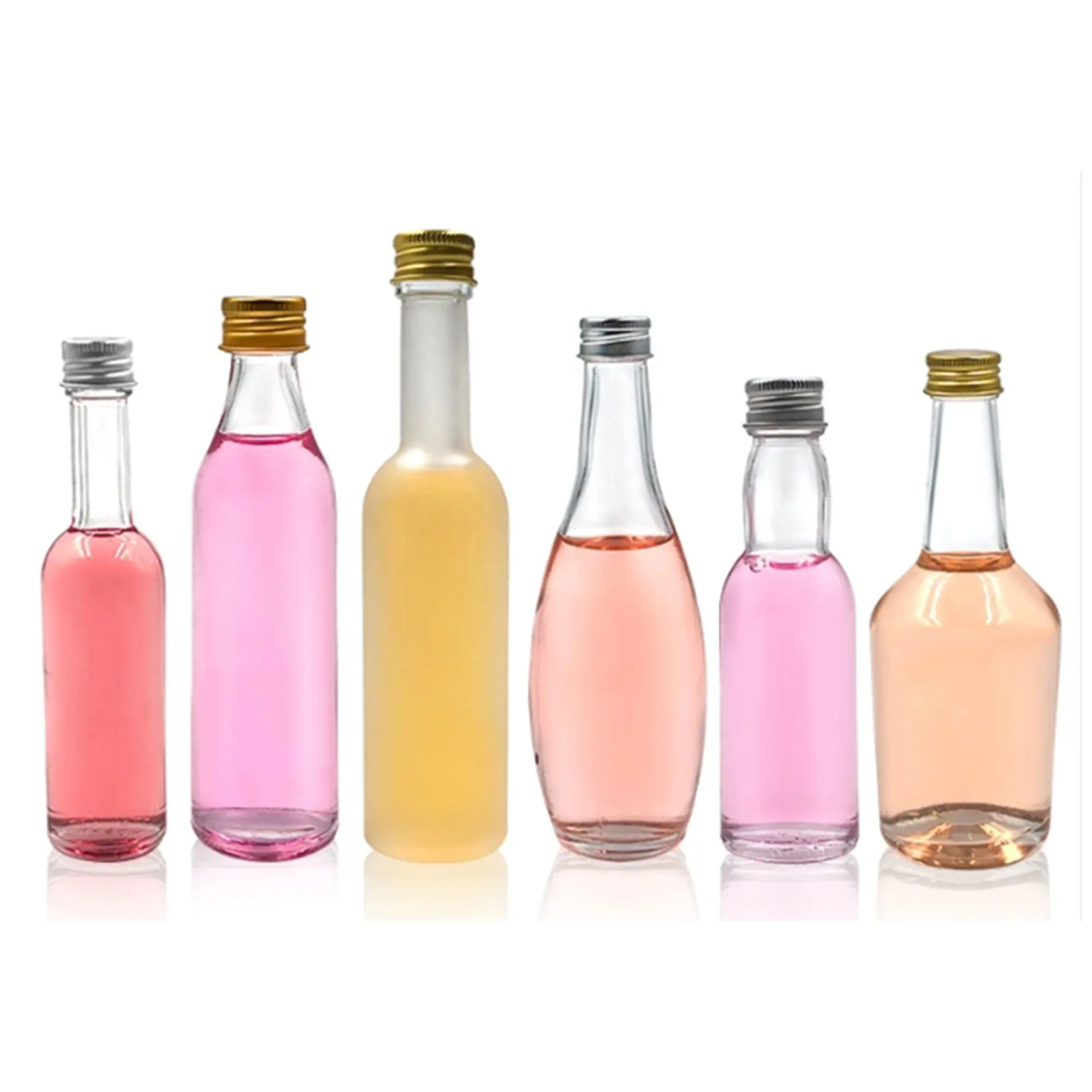 Minikleine Likör-Glasflasche 30 ml 40 ml 50 ml 100 ml transparente Wein-Spirit-Wodka-Whiskey-Glasflasche mit Etiketten