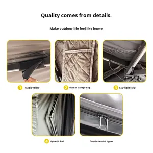 Auvent de voiture autoportant 180, poteau en aluminium rétractable, tissu Oxford imperméable avec lumière LED pour SUV et <span class=keywords><strong>camping</strong></span> - Product Image 3