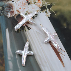 Joyería de Collar de Perlas Naturales Cultivadas de Gran Tamaño en Forma de Cruz al Por Mayor - Product Image 3