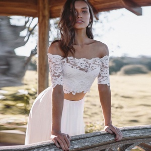 Off-Schouder Online Winkel Goedkope Populaire Twee Stukken Bridal Party Jurken - Product Image 4