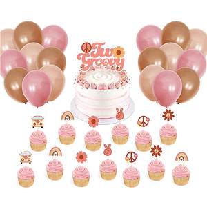 Pacchetto all'ingrosso di 12 pezzi Hippie Boho tema Groovy due anni buon compleanno pace amore tazza torta Toppers per la decorazione del partito - Product Image 3