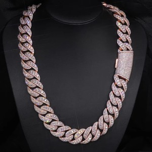 Chaîne cubaine Moissanite VVS1 Heritage certifiée GRA, en or 18 carats et argent 925, collier authentique entièrement pavé de pierres, testé par un testeur physique - Product Image 5