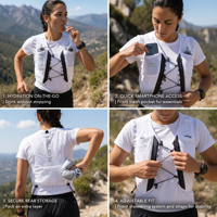 Gilet de course à pied léger en nylon tendance avec poches souples pour bouteilles et téléphone, ajustement sans pression pour l'entraînement longue distance