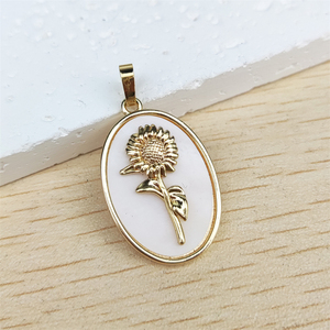 Pendentifs ovales en nacre <span class=keywords><strong>de</strong></span> coquillage blanc naturel, plaqués or 18 carats, motif <span class=keywords><strong>fleur</strong></span> <span class=keywords><strong>de</strong></span> <span class=keywords><strong>naissance</strong></span>, design vintage, pour création <span class=keywords><strong>de</strong></span> bijoux DIY - Product Image 6