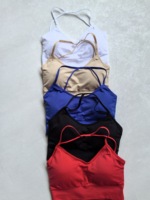 Rouge Femmes Spaghetti Sports Joga Running Soutien-Gorge Scrunch Butt Taille Haute Leggings Gym Fitness Leggins et Shorts Ensemble