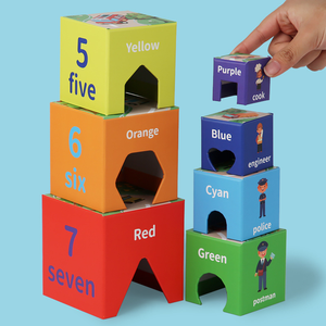 Juego de caja de madera <span class=keywords><strong>con</strong></span> forma de siete capas para niños, torre de madera, tamaño de madera, forma cognitiva, rompecabezas emparejado, juguetes de Educación Temprana, pila alta Kai - Product Image 4