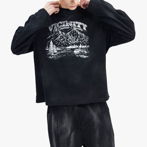 Custom Wholesale Heavyweight Cotton Streetwear Y2K Gorpcore Acid Wash Paneled Seam Graphic Print <b>Mens</b> <b>Long</b> <b>Sleeve</b> <b>T</b>-<b>Shirt</b> - Product Image 2