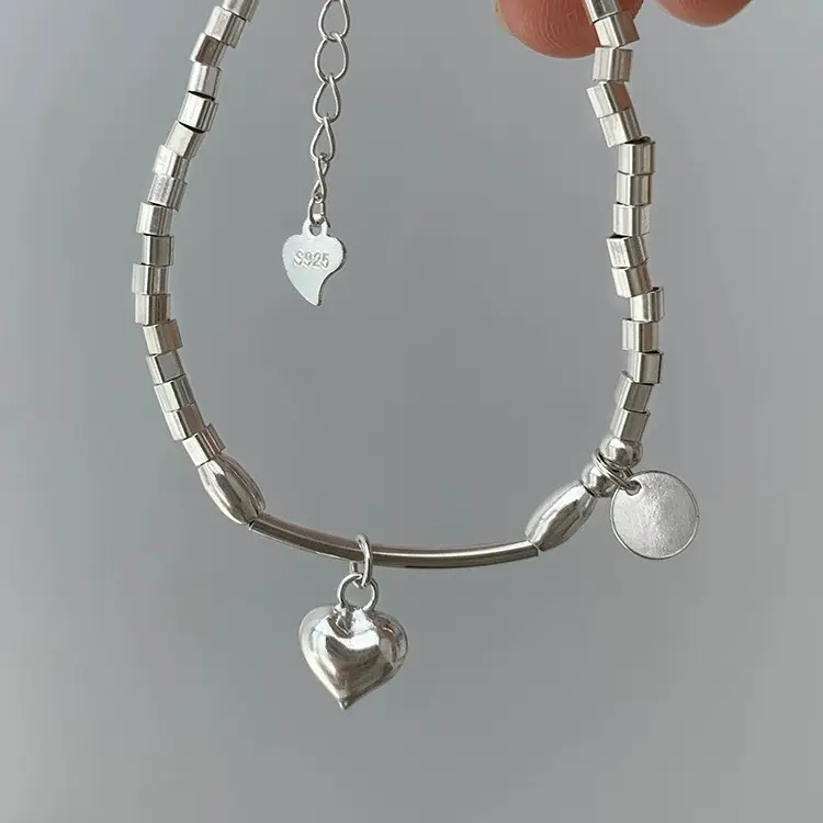 Gioielli ad alto senso bracciale in argento sterling 925 con amore gioielli di moda bracciale a forma di amore per uomo e donna