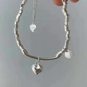 Bijoux de sens élevé 925 argent sterling amour bracelet en argent bijoux de mode bracelet en forme d'amour pour hommes et femmes