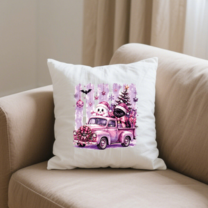 6 pegatinas termoadhesivas de vinilo suave y elástico sin residuos, con diseño de casa embrujada rosa, murciélago y linterna, para Halloween - Product Image 5