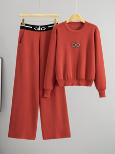 Completo Sportivo Casual Elegante da <span class=keywords><strong>Donna</strong></span> per Autunno e Inverno, Nuovo Stile Semplice e alla Moda, Traspirante, Maglione Lungo e Pantaloni a Gamba Larga - Product Image 4