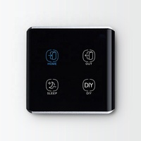 Panneau d'interrupteur tactile intelligent 4 modes pour la maison, contrôle via application mobile, tactile réactif, ligne N+L, panneau incurvé en verre noir
