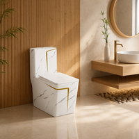 WC en céramique à double chasse, cuvette carrée à motif marbré avec abattant à fermeture douce, équipement sanitaire moderne pour salle de bain