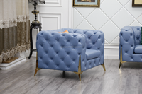 Muebles para el hogar, conjunto de sofá Chesterfield, diseño real de lujo, pie dorado, sala de estar, conjunto de sofá de terciopelo de cuero de lujo