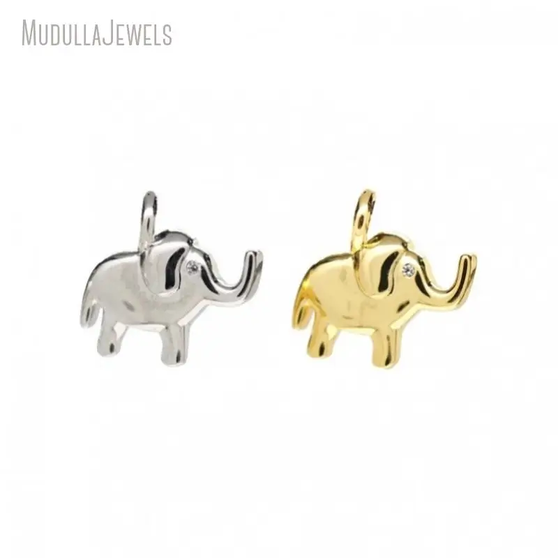 PM47414 joyería de cobre encantador lindo Simple Animal elefante forma colgante DIY encantos para collar hacer regalo de cumpleaños para mujeres