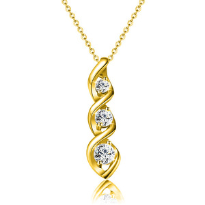 Collana da Donna in Oro Giallo con Diamante Taglio Brillante Rotondo Colore G Naturale Classica per Uso Quotidiano - Product Image 1