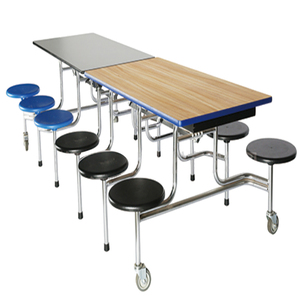 Shanfeng 12 Seats Folding Movable School Dining Table Set Dining Hall Restaurant Table with Stool