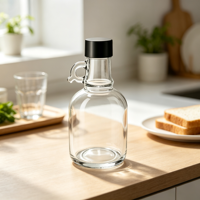 Bouteille en verre transparente avec poignée, col fileté, vide, pour spiritueux (Whisky, Brandy, Vin de fruits), personnalisable avec logo, OEM, approvisionnement en gros