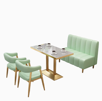 Ensemble de meubles de restaurant occidental minimaliste de haute qualité chaises de table à manger en cuir doré à cadre en métal moderne pour café