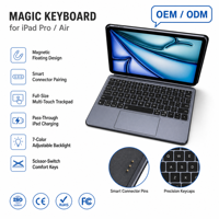 Étui clavier en aluminium personnalisé OEM pour iPad Pro 11" 2018 2020 2021 Air 11" Moule privé Pogo Pin Rétroéclairage RVB MK038