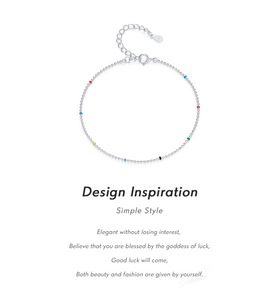 925 <b>Silver</b> Chain <b>Bracelet</b> With Colorful Ball <b>Charms</b> Minimalist Everyday Wear dainty adjustable beaded wrist chain Unisex Style - Product Image 6