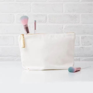 Canvas Cosmetic Bag Zipper <b>Makeup</b> Pouch Custom Logo Printed Eco Friendly Travel Toiletry <b>Case</b> - Product Image 3