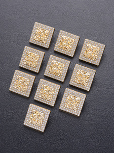 Hot Bán New 20Mm Kim Loại Vuông Nút Với Rhinestone Vàng Nút Tùy Chỉnh Biểu Tượng Thương Hiệu Cho Thiết Kế Quần Áo - Product Image 4