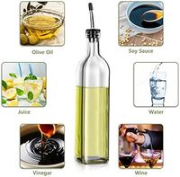 Bouteille Distributrice d'Huile d'Olive en Verre de 500 ml, Ensemble Distributeur d'Huile d'Olive et de Vinaigre avec Becs Verseurs en Acier Inoxydable, Bouteilles d'Huile pour la Cuisine