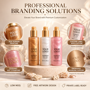 HKH Custom Glitter Shimmer Moisturizing Body Oil OEM/ODM Manufacturer Supply Natural Organic Vitamin E Nourishing Glow Low MOQ - Product Image 4