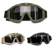 Ensemble de lunettes tactiques 3 lentilles noir Tan vert coupe-vent anti-poussière Motocross lunettes de moto CS Paintball Protection de sécurité