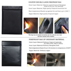 YIHUAING Large Capacity Black Zippered Fireproof <b>Document</b> <b>Bag</b> Portable Storage for Office Home Certified Fireproofing for School - Product Image 2