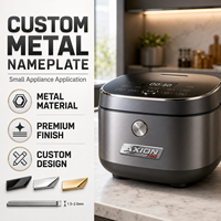 Plaque signalétique en métal 3D surélevée en alliage de zinc, personnalisée OEM pour autocollant de marque d'appareils électroménagers de cuisine