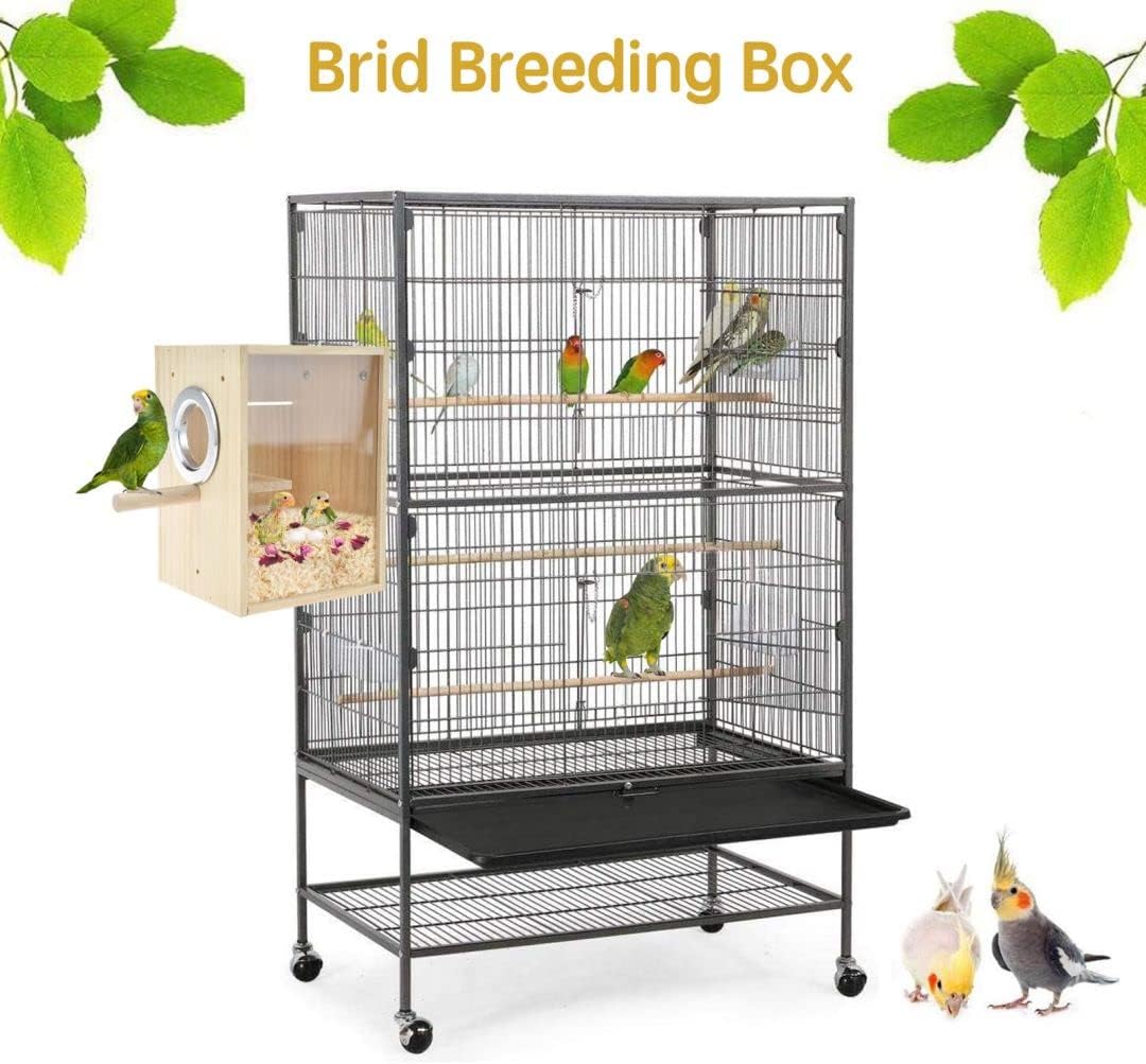 Perttypet Nestkast voor parkieten, houten vogelkweekbox, transparant design, vogelteelt broedkast voor kleine vogels zoals vinken, parkieten, kanaries enz