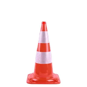 Cone de tráfego reflexivo obelisco quadrado de borracha tipo elo 730 mm para segurança rodoviária